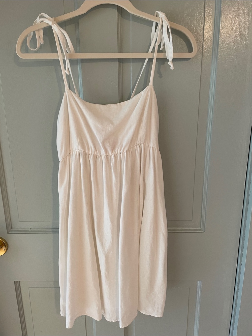 Show Me Your MuMu Sundress White Tie-Shoulder Rayon Linen